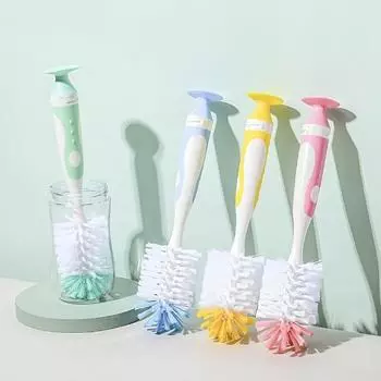 2-in-1 Bristle Bottle Brush With Nipple Brush And Stand, Baby Bottle Brush Set, Daily Use Multifunctional Cleaning Brush синий