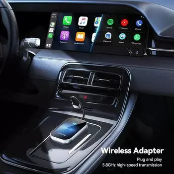 2 in 1 Car Android Auto Wireless Carplay Wired To Wireless Adapter Smart Carplay Plug And Play Ai Box Adapter For lPhone Car зелёный