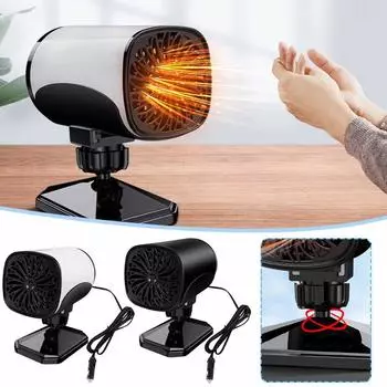 2 In 1 Car Heater 12V Portable Car Heating Fan Cooling Degree Rotating Defroster NEW Heating Demister Defogger Fan 360 Wint F8Y7