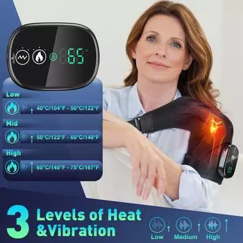 2 in 1 Electric Shoulder Brace 3 Gear Heated and Vibration Massage Shoulder Support Massage Belt Gifts for Parents Health Care чёрный