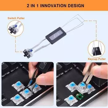 2 In 1 Key Switch Puller Keycap Puller For Mechanical Key Keyboard Unloading Keycap Aid Remover E2Q2 black-One-size