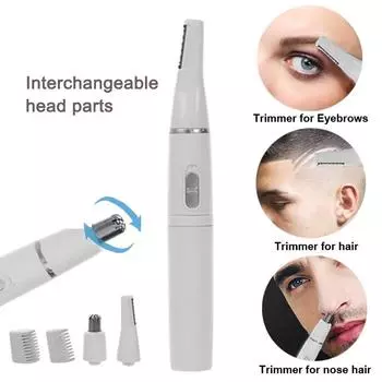 2 In 1 Multipurpose Portable Facial Privacy Hair Razor Ear Eyebrow Electric Scraper Nose Pen Hair Cleaning Trimmer Epilator белый