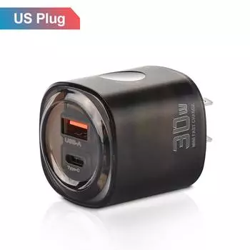 2 in 1 USB PD Charger Transparent Mecha Quick Charge3.0 Fast Wall Charging Mobile Phone Power For iPhone Samsung Plug Xiaomi Hua US Adapter Only