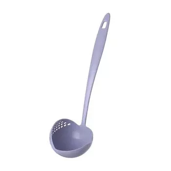 2-in-1 Wheat Straw Soup Spoon High Temperature Resistant Household Pot Colander Porridge Spoon Kitchen Soup Colander Dual-purpose Spoon 1PCS синий