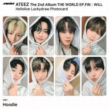2-й альбом ATEEZ THE WORLD EP.FIN WILL Hellolive Lucky Draw Фотокарточка KPOP K-POP Hongjoong