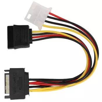 2 кабеля SATA 18 см SATA 15-контактный разъем «папа» на Molex 4-контактный разъем «мама» и 15-контактный разъем SATA удлинительные кабели