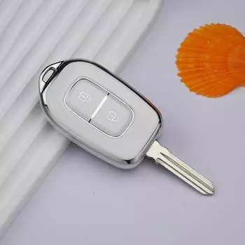 2 кнопки для Renault Kwid Traffic символ для Dacia Sandero Logan Duster 2016 2017 2018 серебристый ТПУ автомобильный дистанционный брелок чехол в виде ракушки Key case белый