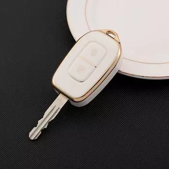 2 кнопки в виде ракушки, держатель для брелка, протектор для Renault Kwid Traffic, символ для Dacia Sandero Logan Duster 2016 2017 2018, чехол для автомобильного ключа из ТПУ key cover case красный