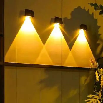 2 LED Solar Garden Lighting Outdoor Super Bright Villa Balcony Waterproof Solar Powered Lamp Courtyard Stairs Fence Wall Light 1pcs lamp