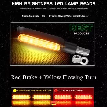 2 Mini Motorcycle LED Dynamic Brake Light Turn Signal Indicators