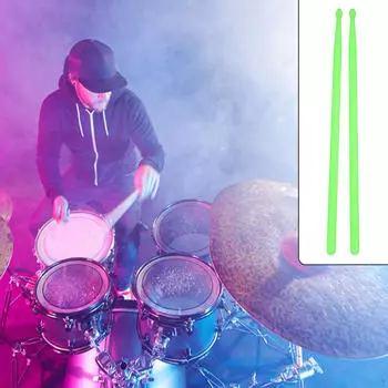 2 Pack Nylon Drumsticks with Night Light, Bright Glowing зелёный
