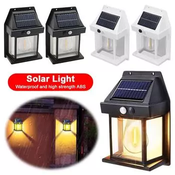 2 Pack Solar Wall Lights Outdoor Motion Sensor Solar Porch Light Waterproof Solar Sconce Light for Patio Garage Shed Door Yard чёрный