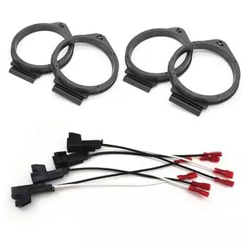 2 pair Horn Washer Adapters Brackets Speaker Mount Plates with Wiring Harness For GMC Chevy Buick 6.5inch