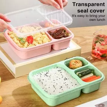 2 шт. Контейнеры для ланч-боксов Bento для взрослых и детей. Многоразовые коробки для закусок с 3 отделениями. Контейнеры для приготовления еды без BPA для школьных рабочих поездок. бежевый