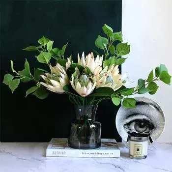 2 Pcs Emperor Flower Artificial Flower Flocked Emperor Flowers DIY Flower Arrangement for Wedding Bridal Engagement Birthday Anniversary Party Supplie жёлтый