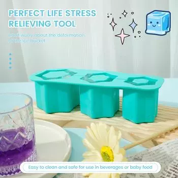 2 Pcs Ice Cube Tray for 30/40oz Cup Silicone Ice Cube Molds to Make 3 Hollow Cylinder Ice Cube Easy Release Ice Maker Mold чёрный
