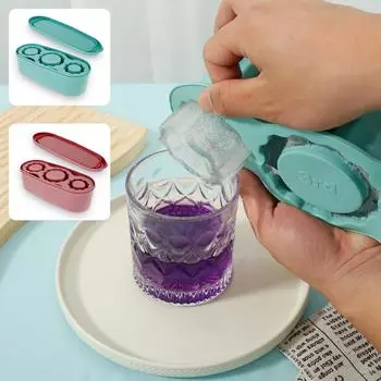 2 Pcs Ice Cube Tray for Tumbler Cup Silicone Ice Cube Molds with Lid and Bin Easy Release Ice Maker Mold Reusable Tumbler Ice розовый