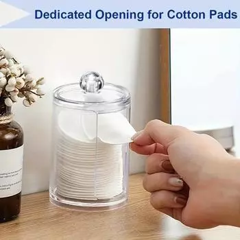 2 Pcs Makeup Organizer Round Clear Acrylic Makeup Organizer Makeup Cotton Pad Swab Holder Cotton Pad Organizer Box Makeup Pads