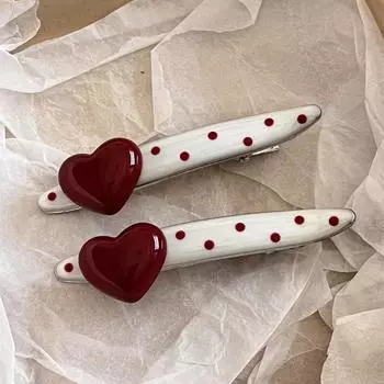 2 PCS Mini Duckbill Hair Clips Polka Dot and White Wave Point Side Clip New Hair Clips Suit Gift A