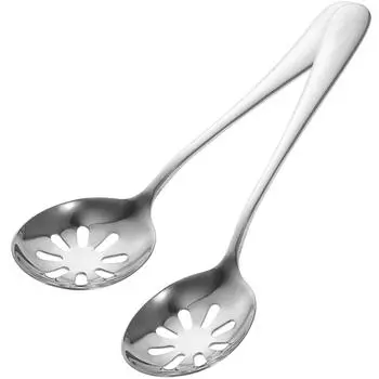 2 Pcs Stainless Steel Colander Salad Spoons Slotted Appliance Kitchen Utencils Household Utensils 19.8X5X1CM