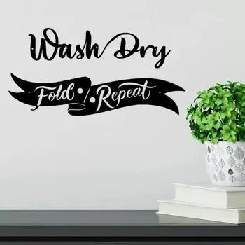 2-Piece Metal Laundry Signs: ‘Wash, Dry, Fold, Repeat’ for Stylish Laundry Room.Metal Wall Art for Laundry Dcor.Enhancement чёрный
