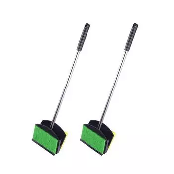 2 Pieces ABS Fishtank Cleaning Sponge Portable Labor-saving Manual Dual Side Household Aquatic Brush Accessories ,47cm