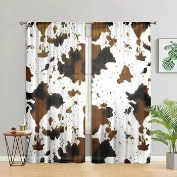 2 pieces, fashionable cow patterned curtains - semi blackout - perfect for living rooms, bedrooms, kitchens, and home decor W150CM H166CM&Rod pocket белый