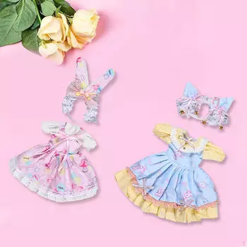 2 Pieces Girl Doll Dress Set Handmade Outfits Daily Wear Princess for 1/6 12inch Baby Style A_as described