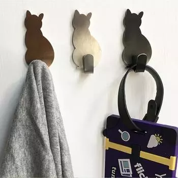 2 Pieces Of Stainless Steel Cat Hook, Wall And Door Hanger Hook, Daily Household Items Hook, Suitable For Kitchen And Bathroom