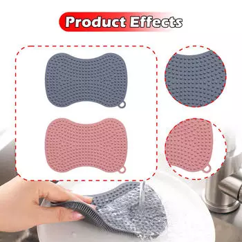 2 Pieces Silicone Dish Brush Kitchen Sponge Efficient Gadget Soft Household Cleaning