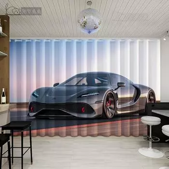 2 предмета штор в стиле киберпанк, классные шторы для автомобиля, спальни, гостиной, кухни, автомобиля, студии, окна, индивидуальный крючок для драпировки картин 2x50W100H(CM)&Grommet Top