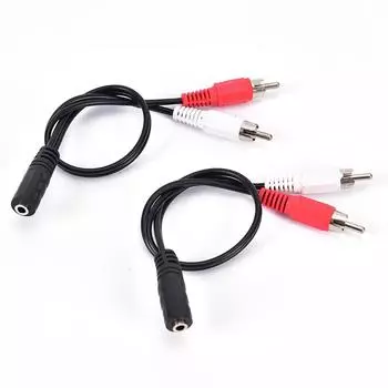 2-RCA штекер на 3,5 мм гнездовой Aux аудио разъем для наушников переходной кабель чёрный