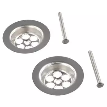 2 Set Bath Hole Spare With Screw 70mm Silver Lids + Screws Stainless Steel