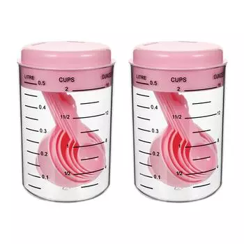 2 Sets Measuring Jug Milk Powder Spoon Spoons Kitchen Cup Cups Scoop Baking Tools розовый