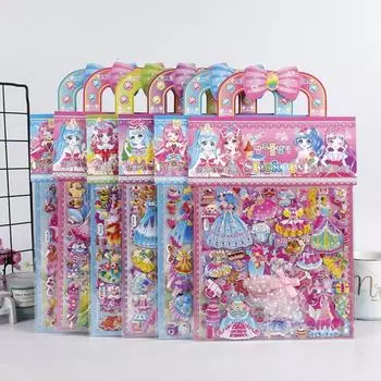 2 Sheets/Bag Cartoon Stereo Bubble Sticker Kawaii Kids Toy Sticker Waterproof 3D Foam Sticker Gift Random 1Bag