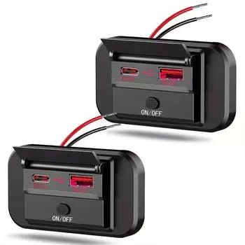 2 шт., 12 В USB-розетка для автофургона с выключателем питания, двойная быстрая зарядка QC3.0, порт USB-A, настенное крепление на панели, 12-вольтовый автомобильный USB-адаптер для зарядного устройства