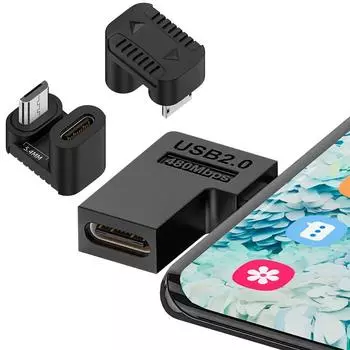 2 шт., 480 Мбит/с адаптер для зарядки USB C «мама» на микро-папа U-образный разъем