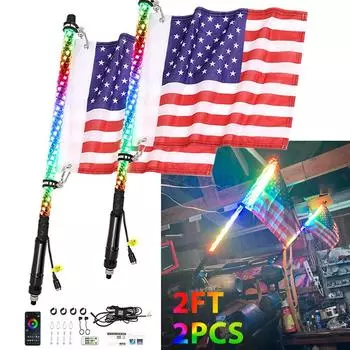 2 шт. 4 фута 5050RGB Bluetooth и пульт дистанционного управления цветные спиральные светодиодные штыревые фонари освещенные штыревые антенны для квадроцикла Polaris RZR
