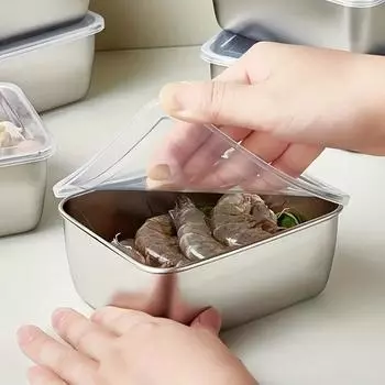 2 шт/4 шт контейнер для хранения свежих продуктов из нержавеющей стали с крышкой контейнер для овощей и ингредиентов контейнер для хранения льда контейнер для фруктов и овощей