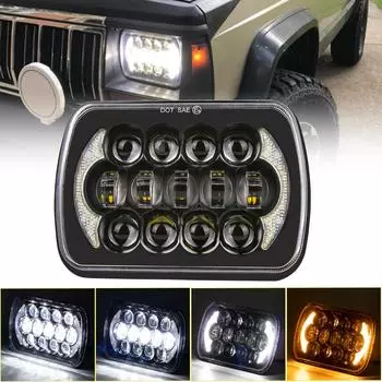 2 шт. 55 Вт светодиодные фары 5x7 7X6 дюймов прямоугольные Feixe Farol Com High/Low DRL квадратные фары для Jeep Cherokee XJ Wrangler Truck 4X4