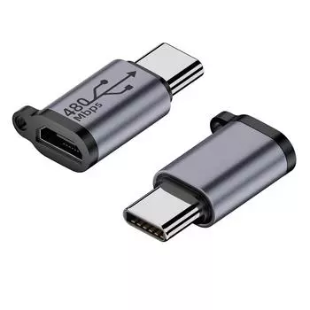 2 шт. адаптер Micro USB Female to Type C Male 480 Мбит/с 18 Вт для телефона/планшета/ПК