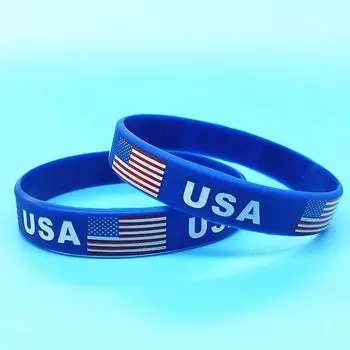2 шт. браслет с флагом США для мужчин и женщин, мотивационный силиконовый браслет, американский спортивный резиновый браслет дружбы, аксессуары, подарки 2pcs