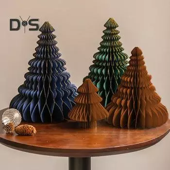 2 шт. бумажное украшение на рождественскую елку 3D соты деревья центральный элемент стола праздничный домашний декор для вечеринок принадлежности 1 Set бежевый