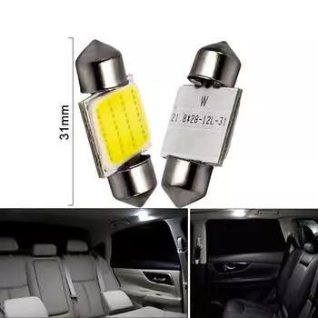 2 шт. C5W C10W Festoon 31 мм 36 мм 39 мм 41 мм светодиодные лампы COB 12SMD 12 В 7000 К белые плафоны для чтения номерного знака в салоне автомобиля