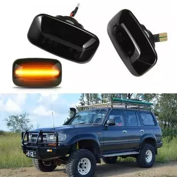 2 шт. DC12V светодиодные боковые габаритные огни индикатор янтарный ABS+PC+светодиодные указатели поворота подходят для Toyota Land-Cruiser 80 серии 1990-1997 CHINA
