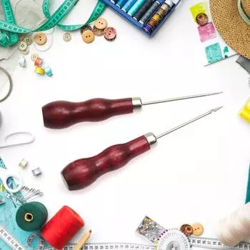 2 шт. Деревянная ручка шила в форме тыквы кожаный дырокол DIY портной швейные иглы инструмент для прокалывания штифтов