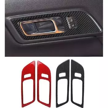 2 шт. для Ford Mustang, углеродное волокно, внутренние дверные ручки, дверная чаша, декоративная крышка, отделка автомобиля, Стайлинг, наклейка, авто 2