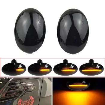 2 шт. для MINI Cooper R56 R57 R58 R59 CL-R56-LSM-SM светодиодный динамический боковой габаритный указатель поворота последовательный мигающий свет Dynamic Smoked Black