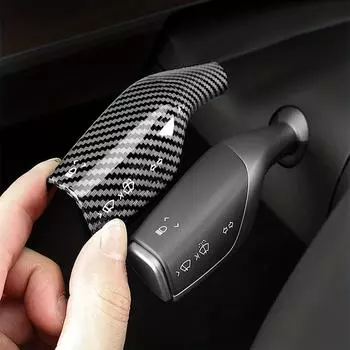 2 шт. для Tesla Model 3/Y, защитный чехол для рулевого колеса, рычаг переключения передач из углеродного волокна, декоративная наклейка, аксессуары для интерьера For Model3/Y shift protection cover