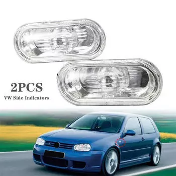 2 шт. для VW Golf MK4 97-03 кристально чистые боковые индикаторы, повторители с лампочкой белый